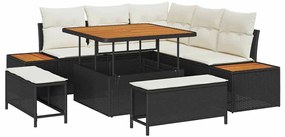 vidaXL Σετ Καναπέ Κήπου με μαξιλάρι 8 pcs Μαύρο Πολυ ράταν