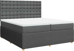 vidaXL Κρεβάτι Boxspring με Στρώμα Σκούρο Γκρι 200x200 εκ. Υφασμάτινο
