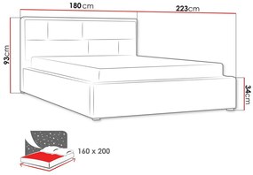Κρεβάτι Pomona 104, Διπλό, Μαύρο, 160x200, Ταπισερί, Τάβλες για Κρεβάτι, 180x223x93cm, 91 kg | Epipla1.gr
