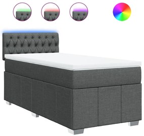 vidaXL Κρεβάτι Boxspring με Στρώμα Σκούρο Γκρι 100x200 εκ. Υφασμάτινο