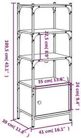 Βιβλιοθήκη 3 Επιπέδων Καφέ Δρυς 41x30x109,5 εκ. Επεξεργ. Ξύλο - Καφέ