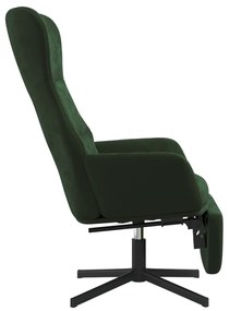 Πολυθρόνα Relax Σκούρο Πράσινο Βελούδινη με Υποπόδιο - Πράσινο