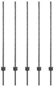 vidaXL Πό posts φράχτη 10 pcs Γκρι 120 cm Ατσάλι