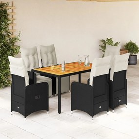 Σετ Επίπλων Bistro Κήπου 7 τεμ Μαύρο Συνθετ. Ρατάν με Μαξιλάρια 3277130