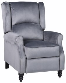 Πολυθρόνα Ανακλινόμενη ArteLibre MARKEB Γκρι Βελούδο 72x84x97cm