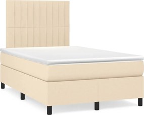 vidaXL Κρεβάτι Boxspring με Στρώμα &amp; LED Κρεμ 120x190 εκ. Υφασμάτινο