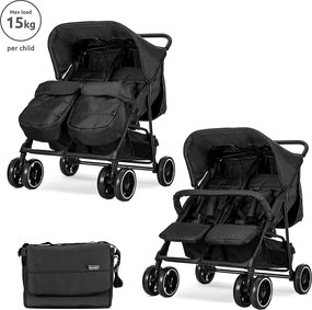 TWIN BABY STROLLER TWIN BLACK+BAG