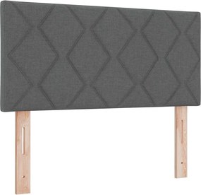 vidaXL LED Κρεβάτι με βάθρο Σκούρο Γκρι 100 x 200 cm ύφασμα