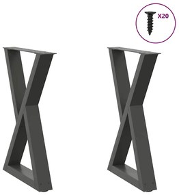 vidaXL Πόδια Τραπεζαρίας 2 τεμ. Ανθρακί 50x(72-73,3) εκ. Ατσάλι