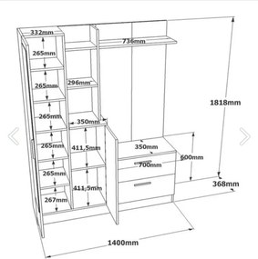 Έπιπλο Εισόδου Πεύκο Atlantic / Ανθρακί DD5 140x36,8x181,8