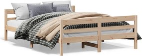 vidaXL Bed Frame Φυσικό 120 x 200 cm Solid pine wood, Plywood slats