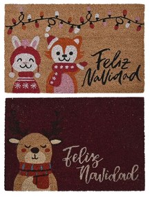 Πατάκι DKD Home Decor Κόκκινο Πολύχρωμο PVC ΙΊνες καρύδας 60 x 40 x 1,5 cm (x2)