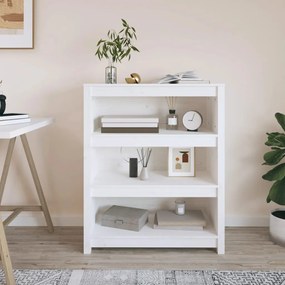 Βιβλιοθήκη Λευκή 80 x 35 x 97 εκ. από Μασίφ Ξύλο Πεύκου