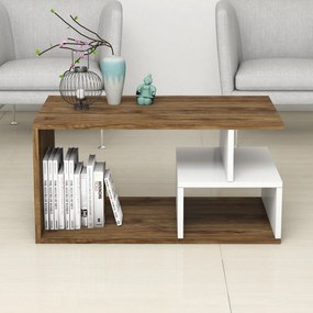 Τραπεζάκι Σαλονιού Σκούρο Καρυδί / Λευκό BIDRO 90x54x42