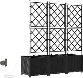 vidaXL Γλάστρα Κήπου 3 pcs Μαύρο Ατσάλι