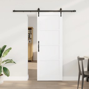 vidaXL Συρόμενη Πόρτα  με Σετ Εξαρτημάτων Λευκή 73.5x198.5 εκ. Συμπαγές Ξύλο Ίνας