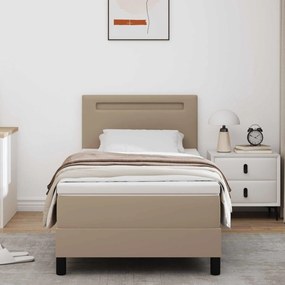 VidaXL Κρεβάτι με ελατήρια Καπουτσίνο 90 x 200 cm Τεχνητό δέρμα