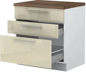 Επιδαπέδιο ντουλάπι Raval R-80-3MBOX-Λευκό - Λευκό γυαλιστερό