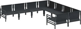 vidaXL Σετ Καναπέ Κήπου με μαξιλάρι 8 pcs Μαύρο Ατσάλι