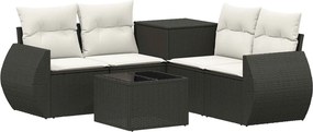 vidaXL Σετ Καναπέ 6 τμχ. Μαύρο και Κρεμ Λευκό 55 x 55 x 37 εκ