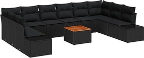 vidaXL Σετ Καναπέ Κήπου 11 pcs Μαύρο