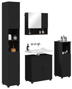 vidaXL Σετ Επίπλων Μπάνιου Επιτοίχιο 4 pcs Μαύρο 61 x 35 x 64 εκ.