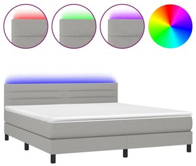 vidaXL Κρεβάτι Boxspring με Στρώμα &amp; LED Αν.Γκρι 160x200 εκ Υφασμάτινο