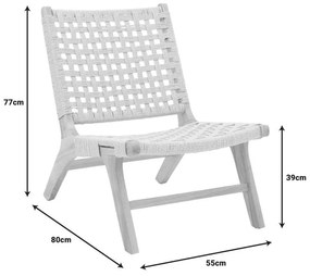 Πολυθρόνα Polisin σχοινί-rubberwood σε φυσική απόχρωση 55x80x77εκ 55x80x77 εκ.