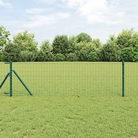 vidaXL Ευρωπαϊκός φράχτης με 13 στυλ, 0.6 x 25m, γαλβανισμένο ατσάλι σε πράσινο χρώμα.