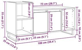 ντουλάπι τηλεόρασης Παλιό ξύλο 100x35x55 cm Κατασκευασμένο ξύλο - Καφέ