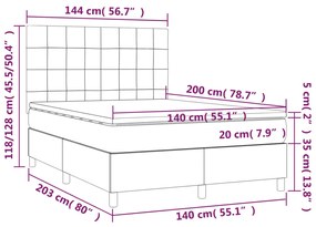 vidaXL Κρεβάτι Boxspring με Στρώμα Ανοιχτό Γκρι 140x200 εκ. Βελούδινο