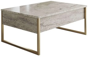 Τραπέζι Σαλονιού Luxe 618BLY1354 90x60x40cm Travertine Beige-Gold