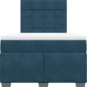 vidaXL Κρεβάτι Boxspring με Στρώμα Μπλε 120x190 εκ. Βελούδινο