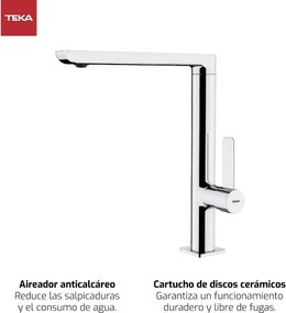 Μονή λαβή βρύση Teka FO 915 Ασημί Μέταλλο