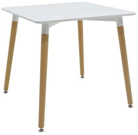 Τραπέζι Natali pakoworld MDF λευκό-πόδια φυσικό 80x80x76εκ Model: 271-000009