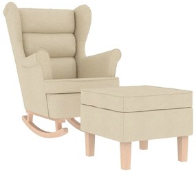 vidaXL Πολυθρόνα Κουνιστή Κρεμ Υφασμάτινη με Υποπόδιο
