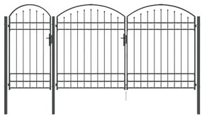 vidaXL Πύλη Κήπου με Καμπύλη Κορυφή Assen Γκρι 400 x 125 cm Ατσάλι