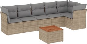 vidaXL Patio Sofa Set 6-θέσια Μικτό μπεζ και γκρι