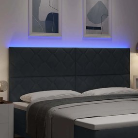 vidaXL LED κεφαλάρι Σκούρο Γκρι Βελούδο