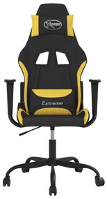 Καρέκλα Gaming Μαύρη και Κίτρινο Υφασμάτινη - Μαύρο