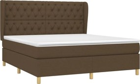 vidaXL Κρεβάτι Boxspring με Στρώμα Σκούρο Καφέ 160x200 εκ Υφασμάτινο