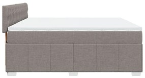 Κρεβάτι Boxspring με Στρώμα Taupe 200x200 εκ. Υφασμάτινο - Μπεζ-Γκρι