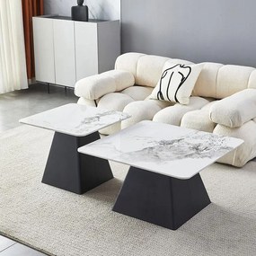 Σετ 2 Τραπεζάκια Σαλονιού 6050 Fylliana Λευκό 80x80 + 60x60 εκ. 80x80x43 εκ.