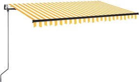 vidaXL Τέντα Συρόμενη Αυτόματη Κίτρινο / Λευκό 400 x 350 εκ.