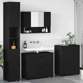 vidaXL Σετ Επίπλων Μπάνιου με συρτάρι 4 pcs Μαύρο 30 x 35 x 192 εκ.