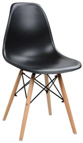 Chair with wooden legs and seat Twist PP black  46x50x82 cm