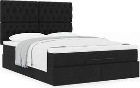 vidaXL Οθωμανικό κρεβάτι με στρώμα Μαύρο 140x200cm Ύφασμα