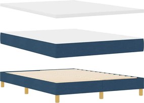 vidaXL LED Κρεβάτι με βάθρο με μαξιλάρι Μπλε 140 x 200 cm ύφασμα