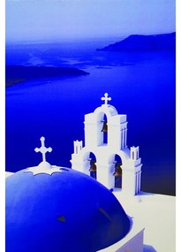 Vekrakis Πίνακας Ξύλινος “Νησιωτική Εκκλησία” 50Χ70X3 Μπλε/Λευκό