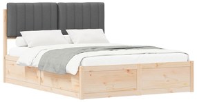 vidaXL Σκελετός Κρεβατιού με Επενδεδυμένο Κεφαλάρι Σκούρο Γκρι